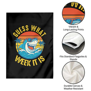 Funny Shark Lover Week Garden Flag Guess What Week It Is Ocean Wildlife Retro Sunset TS02 Print Your Wear