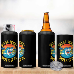 Funny Shark Lover Week 4 in 1 Can Cooler Tumbler Guess What Week It Is Ocean Wildlife Retro Sunset TS02 Print Your Wear