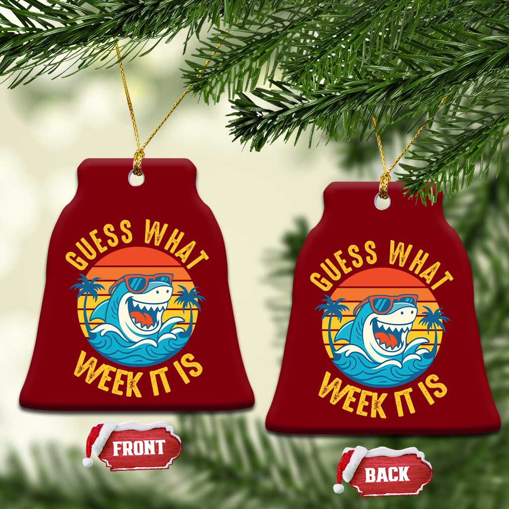 Funny Shark Lover Week Ceramic Ornament Guess What Week It Is Ocean Wildlife Retro Sunset TS02 Print Your Wear