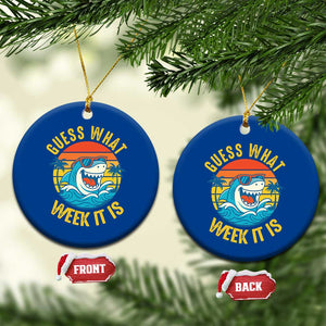 Funny Shark Lover Week Ceramic Ornament Guess What Week It Is Ocean Wildlife Retro Sunset TS02 1pc Blue Print Your Wear