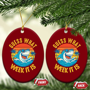 Funny Shark Lover Week Ceramic Ornament Guess What Week It Is Ocean Wildlife Retro Sunset TS02 Print Your Wear