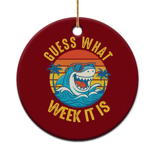 Funny Shark Lover Week Ceramic Ornament Guess What Week It Is Ocean Wildlife Retro Sunset TS02 1pc Red Print Your Wear
