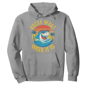 Funny Shark Lover Week Hoodie Guess What Week It Is Ocean Wildlife Retro Sunset TS02 Sport Gray Print Your Wear