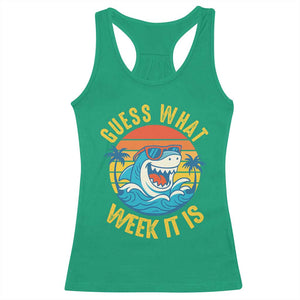 Funny Shark Lover Week Racerback Tank Top Guess What Week It Is Ocean Wildlife Retro Sunset TS02 Irish Green Print Your Wear