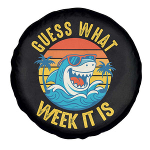Funny Shark Lover Week Spare Tire Cover Guess What Week It Is Ocean Wildlife Retro Sunset TS02 Print Your Wear