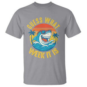 Funny Shark Lover Week T Shirt Guess What Week It Is Ocean Wildlife Retro Sunset TS02 Sport Gray Print Your Wear