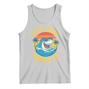 Funny Shark Lover Week Tank Top Guess What Week It Is Ocean Wildlife Retro Sunset TS02 Ash Print Your Wear