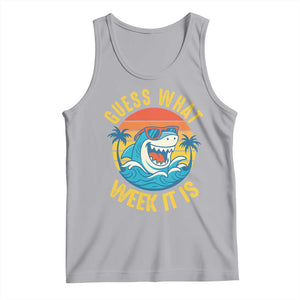Funny Shark Lover Week Tank Top Guess What Week It Is Ocean Wildlife Retro Sunset TS02 Athletic Heather Print Your Wear