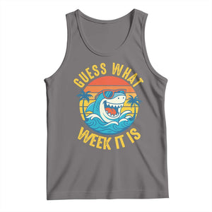 Funny Shark Lover Week Tank Top Guess What Week It Is Ocean Wildlife Retro Sunset TS02 Deep Heather Print Your Wear