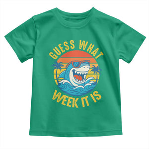 Funny Shark Lover Week Toddler T Shirt Guess What Week It Is Ocean Wildlife Retro Sunset TS02 Irish Green Print Your Wear