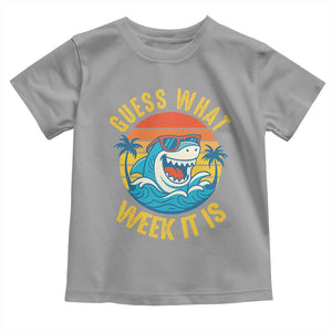 Funny Shark Lover Week Toddler T Shirt Guess What Week It Is Ocean Wildlife Retro Sunset TS02 Sport Gray Print Your Wear
