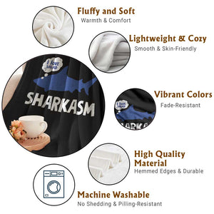 Funny Shark Sarcasm Throw Blanket Shark Sharkasm Marine Biology Vintage TS02 Print Your Wear