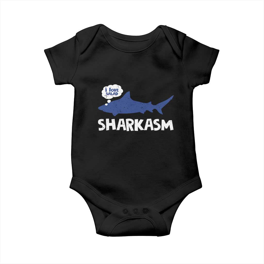 Funny Shark Sarcasm Baby Onesie Shark Sharkasm Marine Biology Vintage TS02 Black Print Your Wear