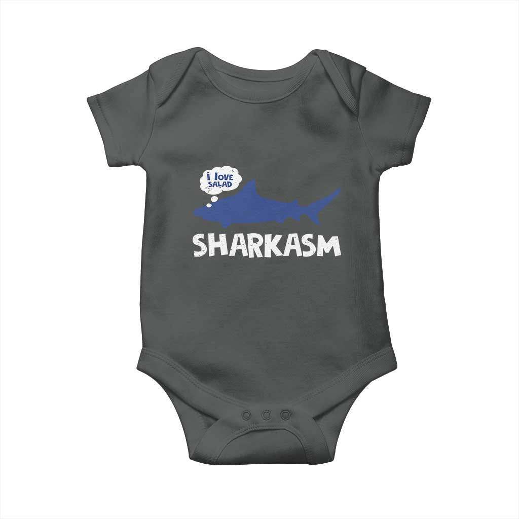 Funny Shark Sarcasm Baby Onesie Shark Sharkasm Marine Biology Vintage TS02 Dark Heather Print Your Wear