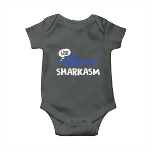 Funny Shark Sarcasm Baby Onesie Shark Sharkasm Marine Biology Vintage TS02 Dark Heather Print Your Wear