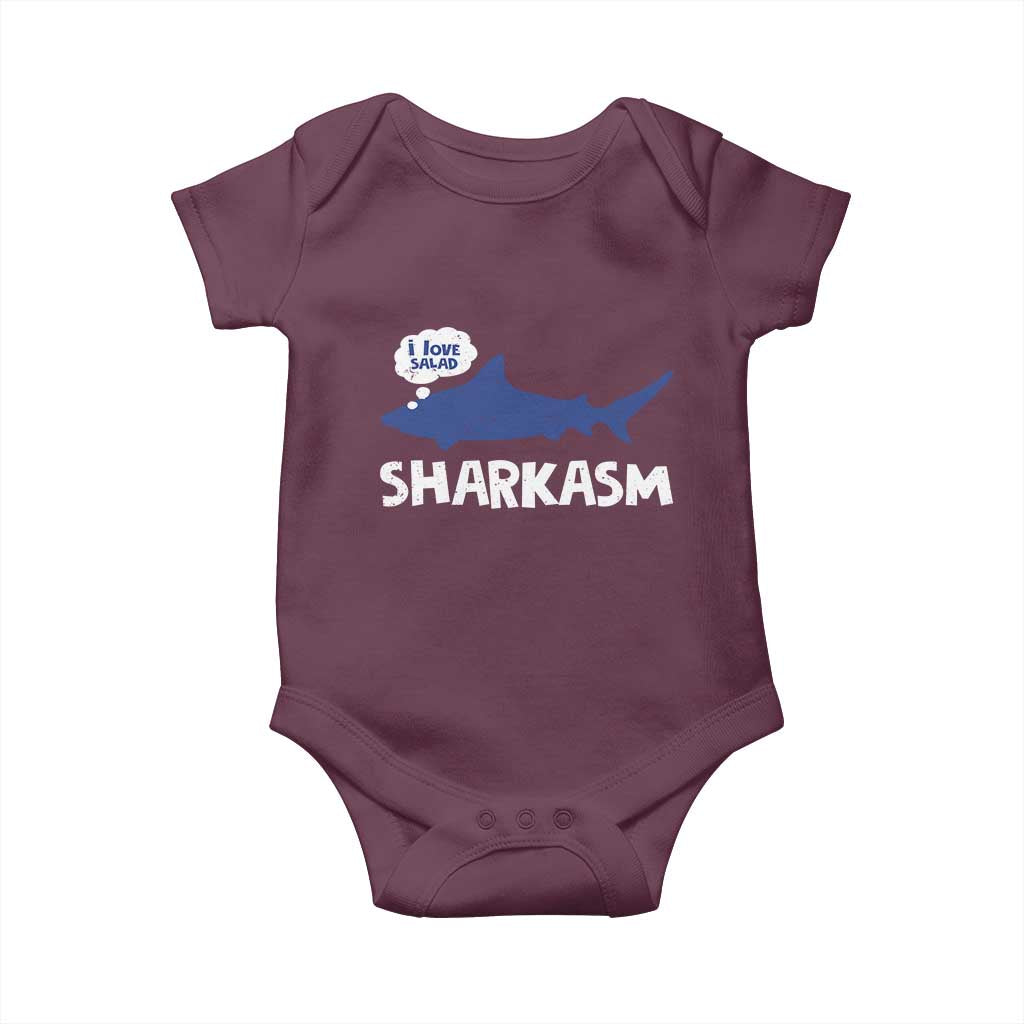 Funny Shark Sarcasm Baby Onesie Shark Sharkasm Marine Biology Vintage TS02 Maroon Print Your Wear