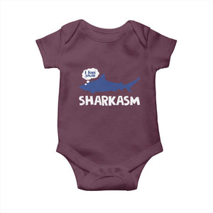 Funny Shark Sarcasm Baby Onesie Shark Sharkasm Marine Biology Vintage TS02 Maroon Print Your Wear