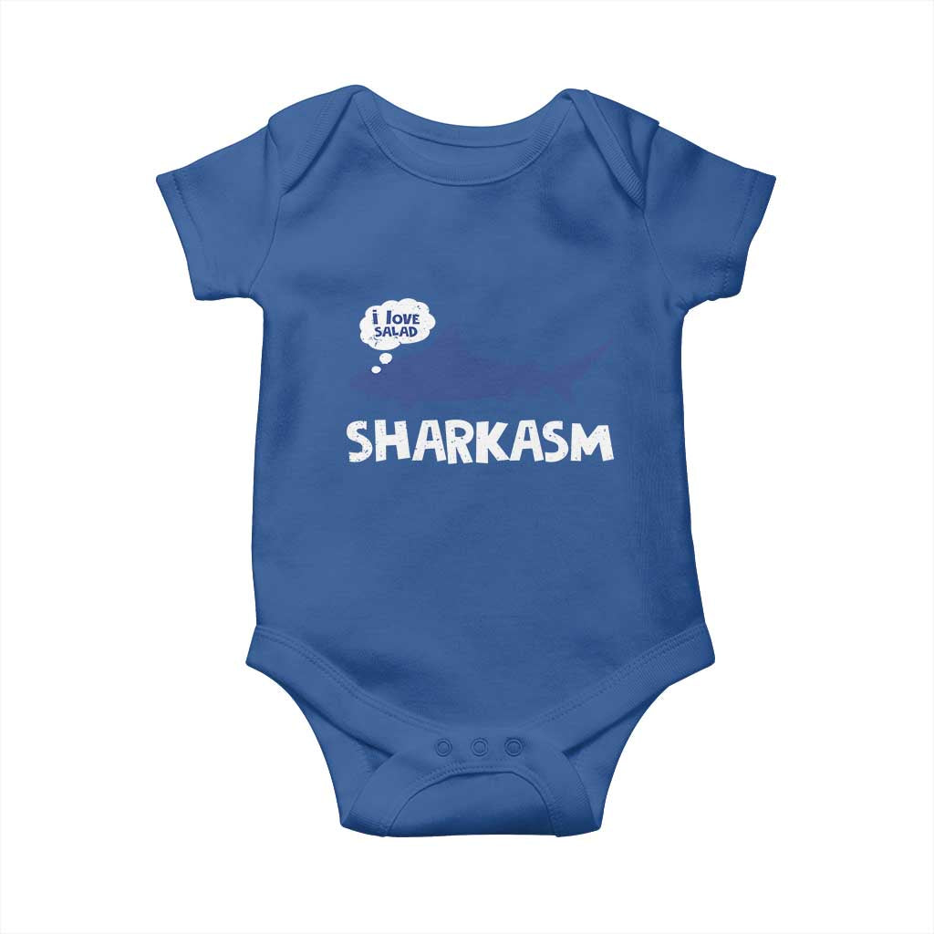 Funny Shark Sarcasm Baby Onesie Shark Sharkasm Marine Biology Vintage TS02 Royal Blue Print Your Wear
