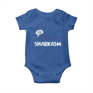 Funny Shark Sarcasm Baby Onesie Shark Sharkasm Marine Biology Vintage TS02 Royal Blue Print Your Wear