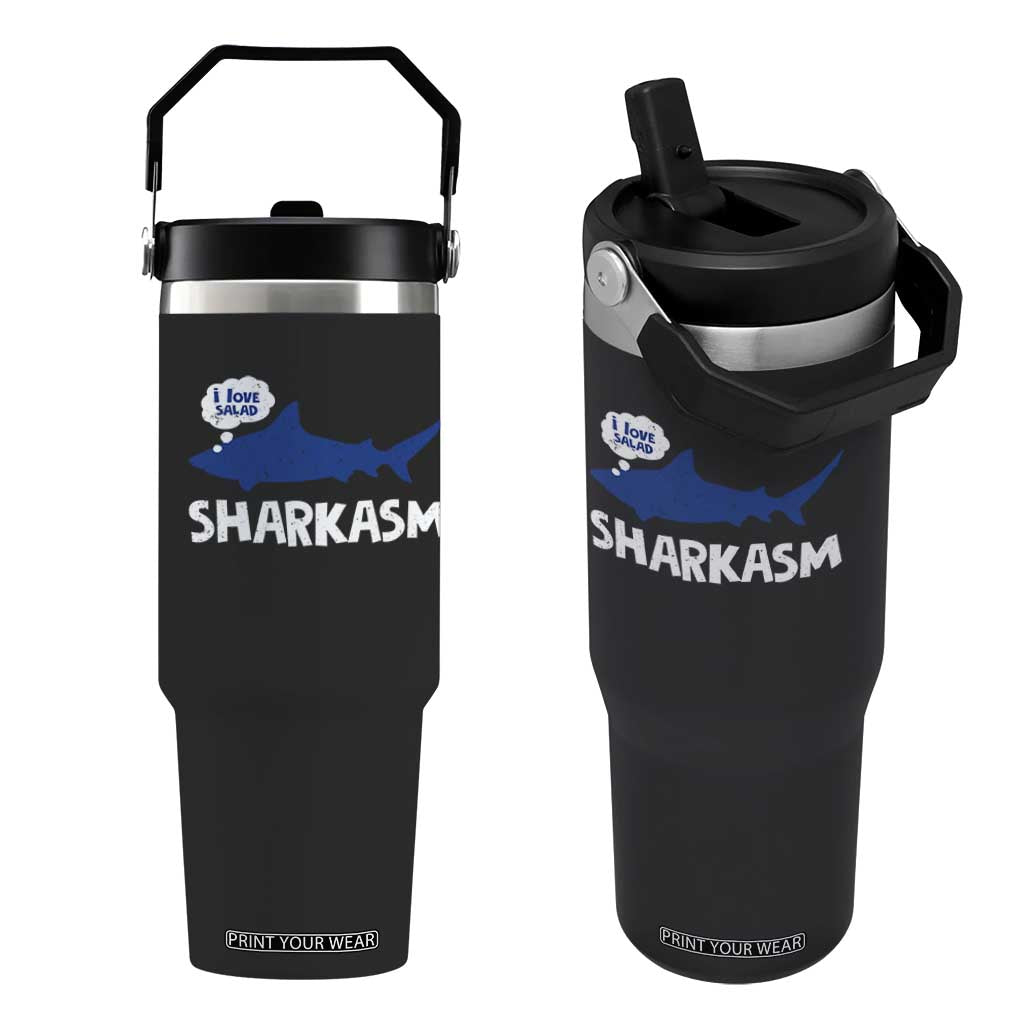 Funny Shark Sarcasm Flip Straw Tumbler Shark Sharkasm Marine Biology Vintage TS02 One Size: 30 oz Black Print Your Wear
