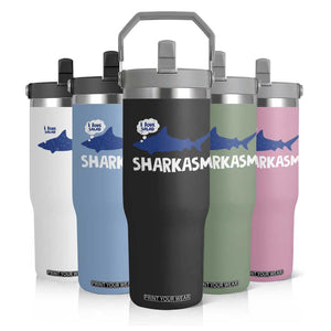 Funny Shark Sarcasm Flip Straw Tumbler Shark Sharkasm Marine Biology Vintage TS02 Print Your Wear