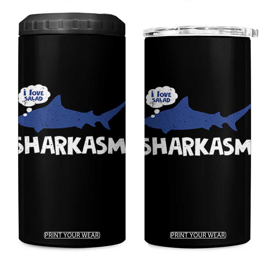 Funny Shark Sarcasm 4 in 1 Can Cooler Tumbler Shark Sharkasm Marine Biology Vintage TS02 One Size: 16 oz Black Print Your Wear