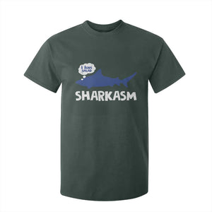 Funny Shark Sarcasm T Shirt For Kid Shark Sharkasm Marine Biology Vintage TS02 Dark Forest Green Print Your Wear