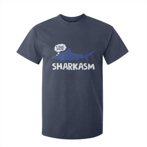 Funny Shark Sarcasm T Shirt For Kid Shark Sharkasm Marine Biology Vintage TS02 Navy Print Your Wear
