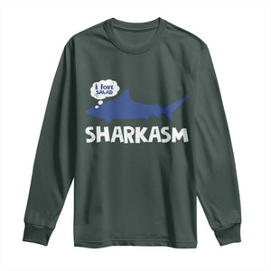 Funny Shark Sarcasm Long Sleeve Shirt Shark Sharkasm Marine Biology Vintage TS02 Dark Forest Green Print Your Wear