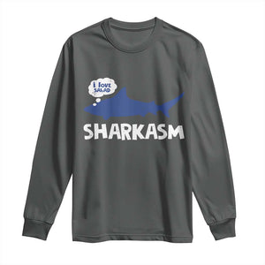 Funny Shark Sarcasm Long Sleeve Shirt Shark Sharkasm Marine Biology Vintage TS02 Dark Heather Print Your Wear