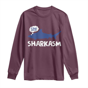 Funny Shark Sarcasm Long Sleeve Shirt Shark Sharkasm Marine Biology Vintage TS02 Maroon Print Your Wear