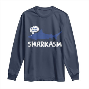 Funny Shark Sarcasm Long Sleeve Shirt Shark Sharkasm Marine Biology Vintage TS02 Navy Print Your Wear