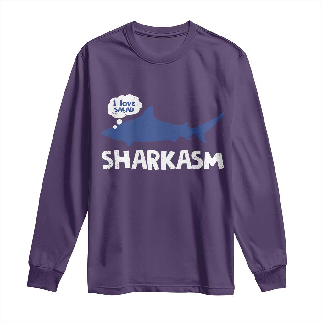 Funny Shark Sarcasm Long Sleeve Shirt Shark Sharkasm Marine Biology Vintage TS02 Purple Print Your Wear