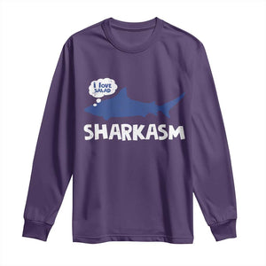 Funny Shark Sarcasm Long Sleeve Shirt Shark Sharkasm Marine Biology Vintage TS02 Purple Print Your Wear