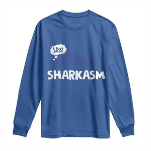 Funny Shark Sarcasm Long Sleeve Shirt Shark Sharkasm Marine Biology Vintage TS02 Royal Blue Print Your Wear