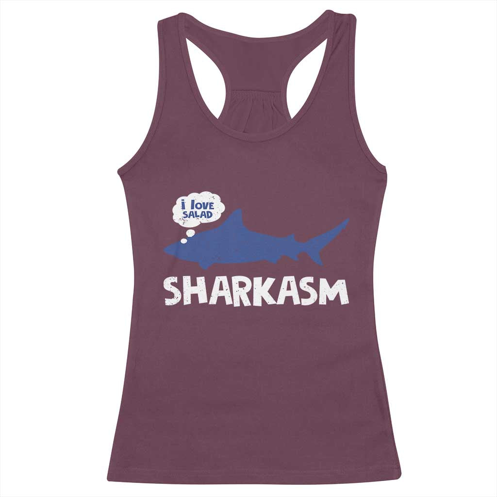 Funny Shark Sarcasm Racerback Tank Top Shark Sharkasm Marine Biology Vintage TS02 Maroon Print Your Wear