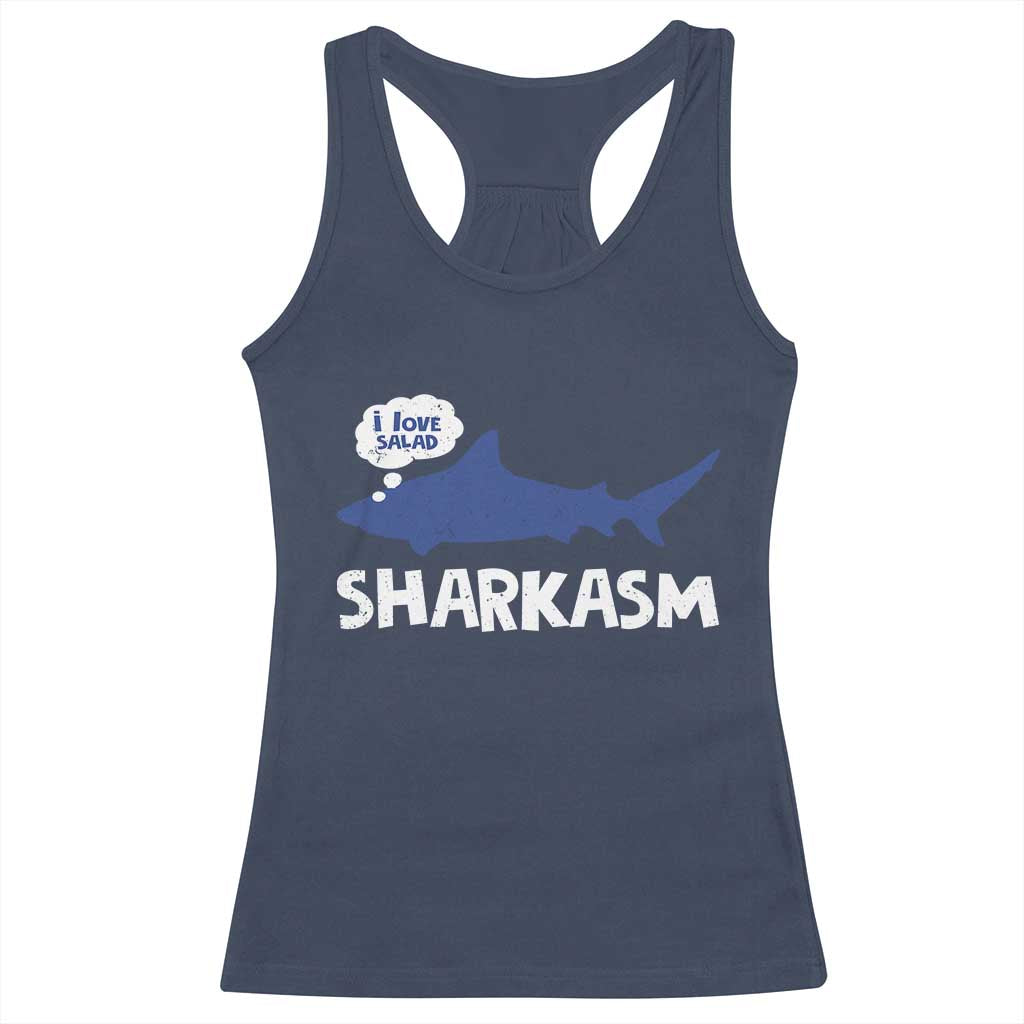 Funny Shark Sarcasm Racerback Tank Top Shark Sharkasm Marine Biology Vintage TS02 Navy Print Your Wear