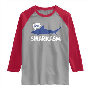 Funny Shark Sarcasm Raglan Shirt Shark Sharkasm Marine Biology Vintage TS02 Sport Gray Red Print Your Wear