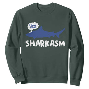 Funny Shark Sarcasm Sweatshirt Shark Sharkasm Marine Biology Vintage TS02 Dark Forest Green Print Your Wear
