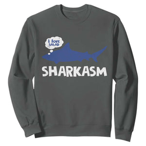 Funny Shark Sarcasm Sweatshirt Shark Sharkasm Marine Biology Vintage TS02 Dark Heather Print Your Wear