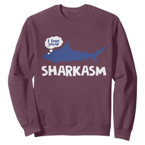 Funny Shark Sarcasm Sweatshirt Shark Sharkasm Marine Biology Vintage TS02 Maroon Print Your Wear