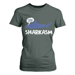 Funny Shark Sarcasm T Shirt For Women Shark Sharkasm Marine Biology Vintage TS02 Dark Forest Green Print Your Wear