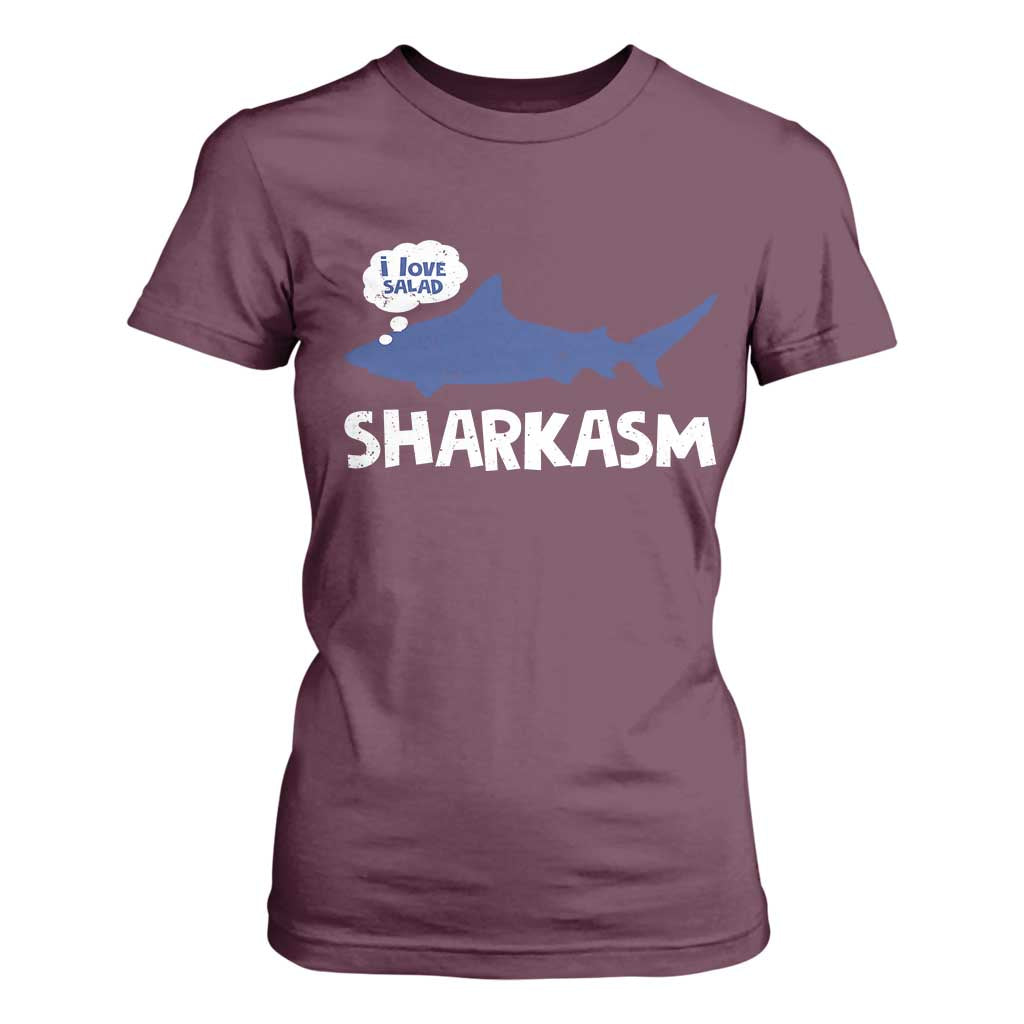 Funny Shark Sarcasm T Shirt For Women Shark Sharkasm Marine Biology Vintage TS02 Maroon Print Your Wear