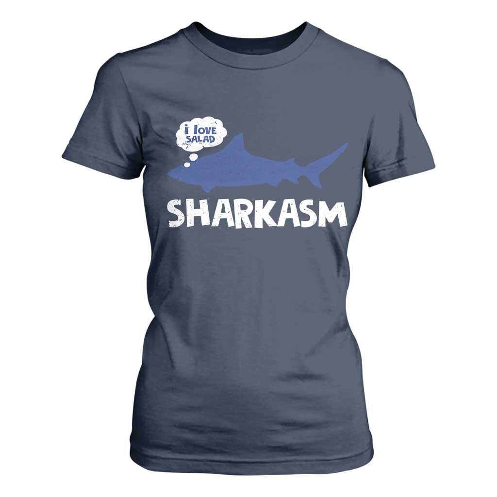 Funny Shark Sarcasm T Shirt For Women Shark Sharkasm Marine Biology Vintage TS02 Navy Print Your Wear