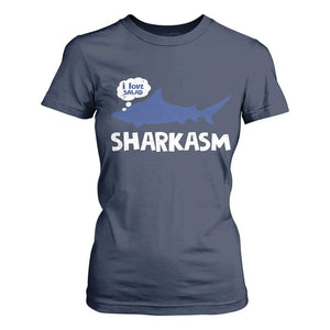 Funny Shark Sarcasm T Shirt For Women Shark Sharkasm Marine Biology Vintage TS02 Navy Print Your Wear