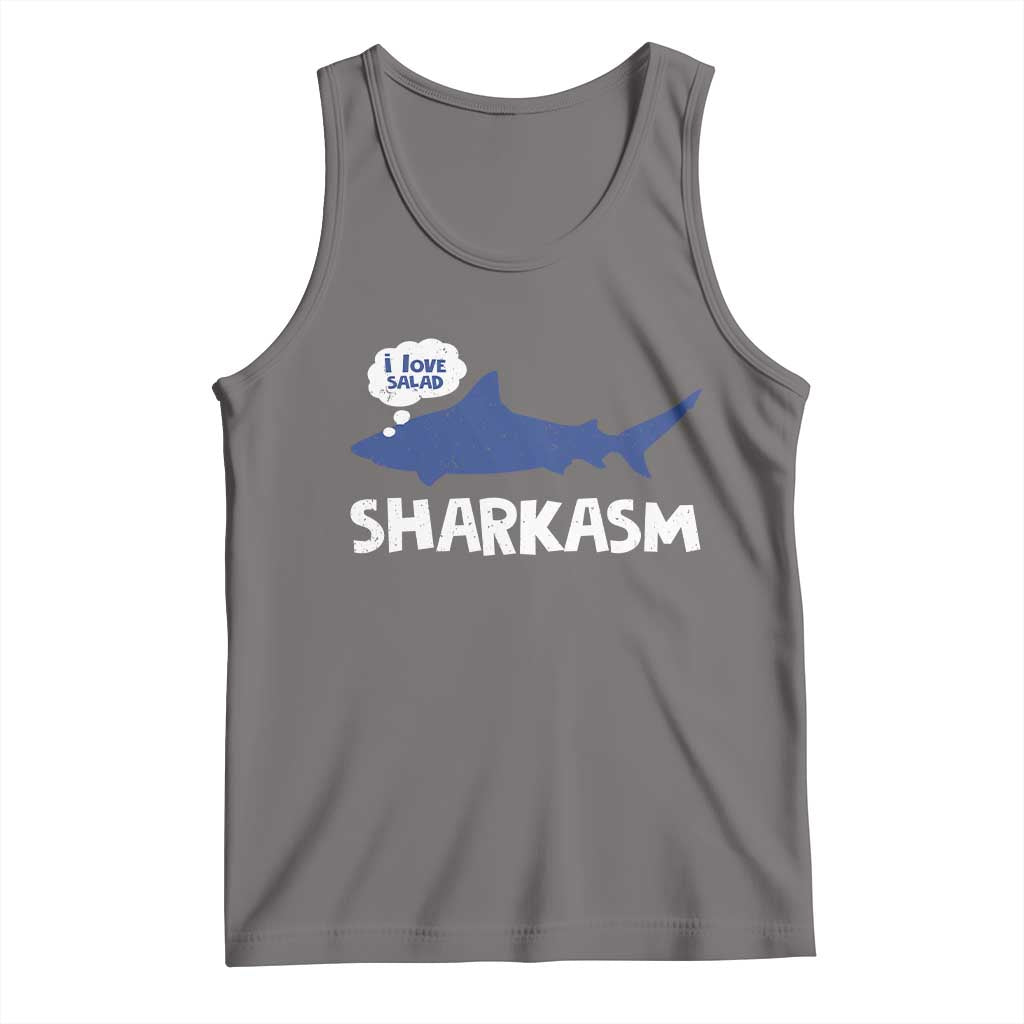 Funny Shark Sarcasm Tank Top Shark Sharkasm Marine Biology Vintage TS02 Deep Heather Print Your Wear