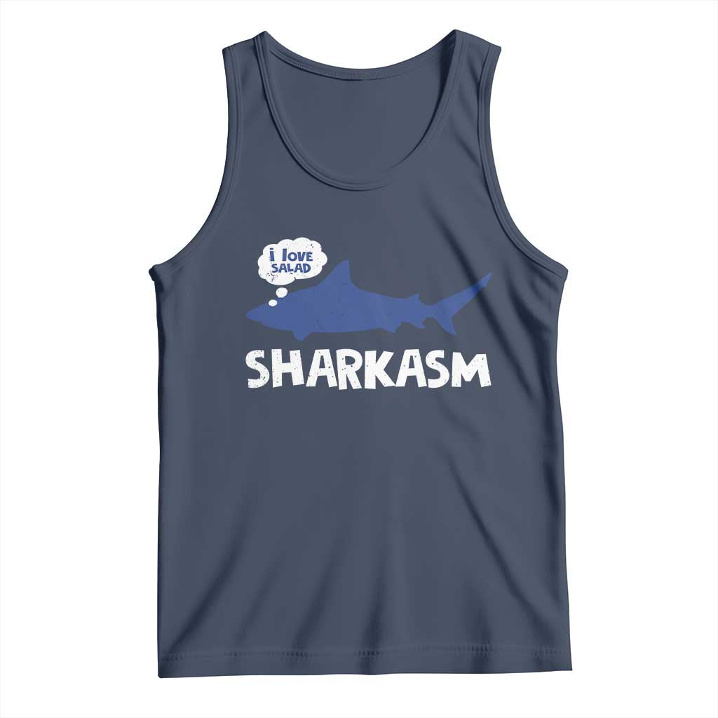 Funny Shark Sarcasm Tank Top Shark Sharkasm Marine Biology Vintage TS02 Navy Print Your Wear