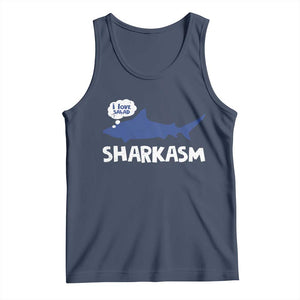 Funny Shark Sarcasm Tank Top Shark Sharkasm Marine Biology Vintage TS02 Navy Print Your Wear
