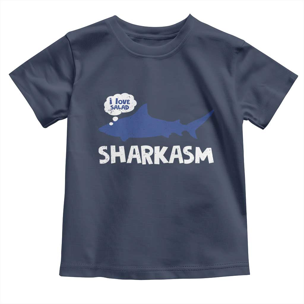 Funny Shark Sarcasm Toddler T Shirt Shark Sharkasm Marine Biology Vintage TS02 Navy Print Your Wear