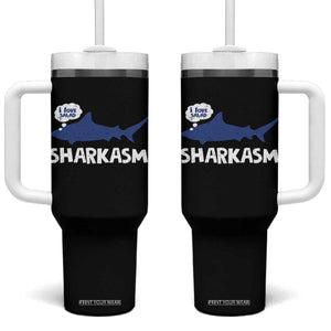 Funny Shark Sarcasm Tumbler With Handle Shark Sharkasm Marine Biology Vintage TS02 One Size: 40 oz Black Print Your Wear